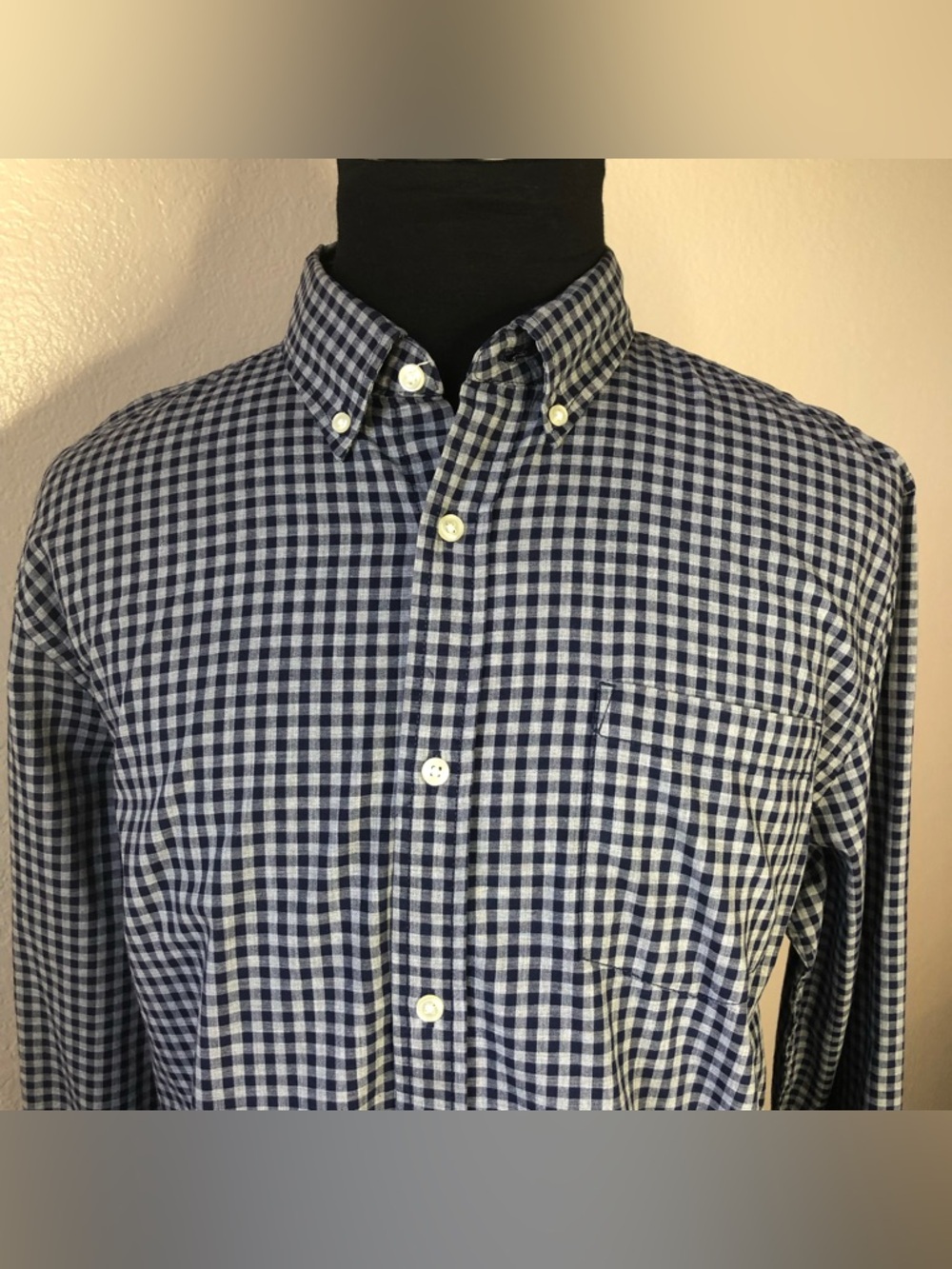 Sonoma L Dress Shirt Gingham Blue Casual